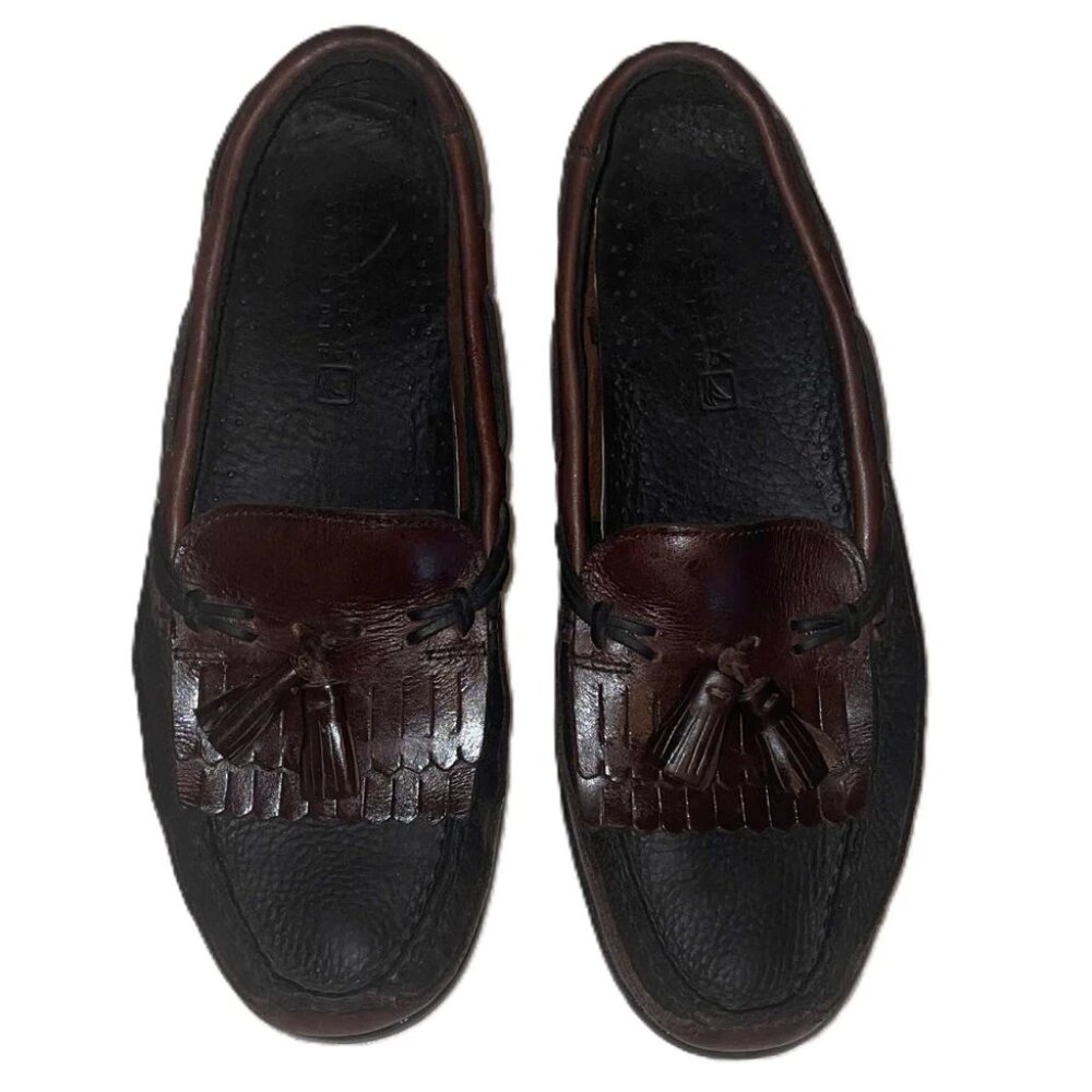 Sperry Top-Sider Men's Boat Shoes Size 11M Brown Black Leather Moc Toe 717132